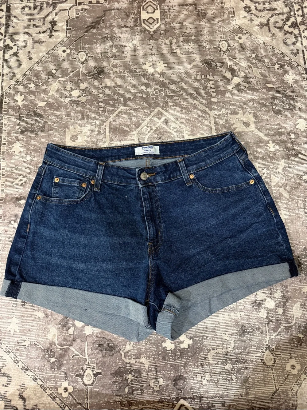 Levi's Dark Blue Cuffed Denim Shorts